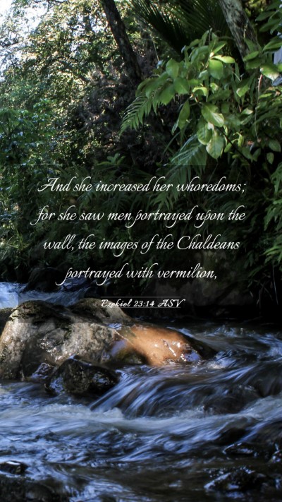 Picture 03 - Ezekiel 23:14 ASV Mobile Phone Wallpaper - And she increased her whoredoms; for she saw men - Mobile Bible Verse Wallpaper