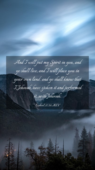 Picture 03 - Ezekiel 37:14 ASV Mobile Phone Wallpaper - And I will put my Spirit in you, and ye shall - Mobile Bible Verse Wallpaper