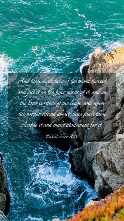 Picture 03 - Ezekiel 43:20 ASV Mobile Phone Wallpaper - And thou shalt take of the blood thereof, and put - Mobile Bible Verse Wallpaper