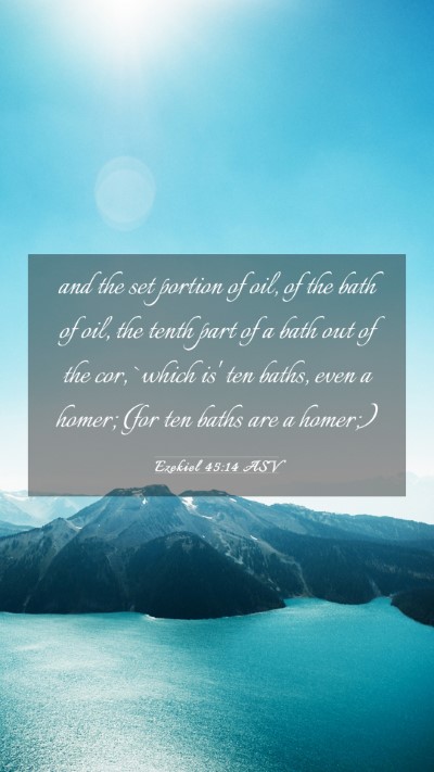 Picture 03 - Ezekiel 45:14 ASV Mobile Phone Wallpaper - and the set portion of oil, of the bath of oil, - Mobile Bible Verse Wallpaper