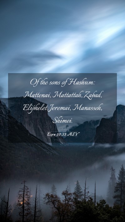 Picture 03 - Ezra 10:33 ASV Mobile Phone Wallpaper - Of the sons of Hashum: Mattenai, Mattattah, - Mobile Bible Verse Wallpaper