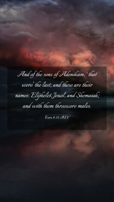 Picture 03 - Ezra 8:13 ASV Mobile Phone Wallpaper - And of the sons of Adonikam, `that were' the - Mobile Bible Verse Wallpaper