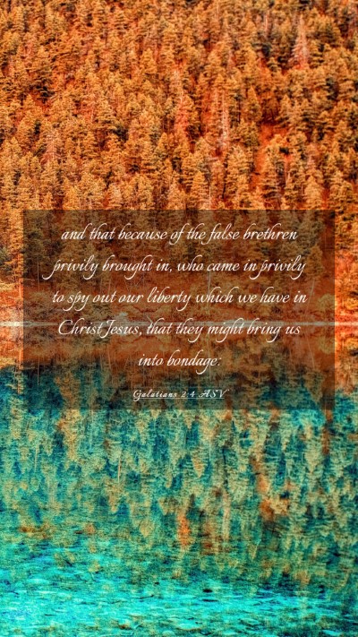 Picture 03 - Galatians 2:4 ASV Mobile Phone Wallpaper - and that because of the false brethren privily - Mobile Bible Verse Wallpaper
