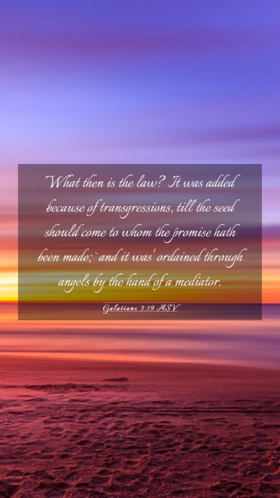 Picture 03 - Galatians 3:19 ASV Mobile Phone Wallpaper - What then is the law? It was added because of - Mobile Bible Verse Wallpaper