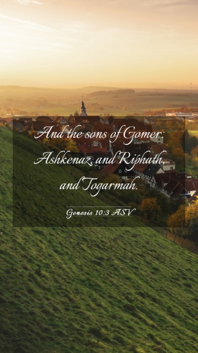 Picture 03 - Genesis 10:3 ASV Mobile Phone Wallpaper - And the sons of Gomer: Ashkenaz, and Riphath, and - Mobile Bible Verse Wallpaper