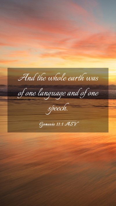 Picture 03 - Genesis 11:1 ASV Mobile Phone Wallpaper - And the whole earth was of one language and of - Mobile Bible Verse Wallpaper
