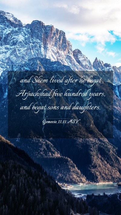 Picture 03 - Genesis 11:11 ASV Mobile Phone Wallpaper - and Shem lived after he begat Arpachshad five - Mobile Bible Verse Wallpaper