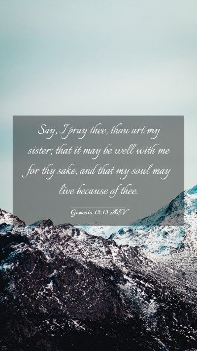 Picture 03 - Genesis 12:13 ASV Mobile Phone Wallpaper - Say, I pray thee, thou art my sister; that it may - Mobile Bible Verse Wallpaper