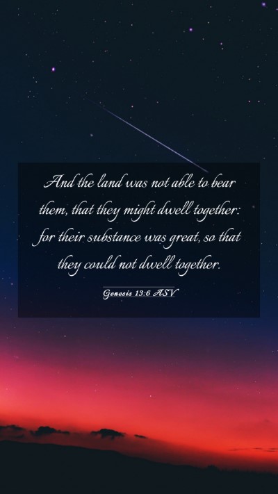 Picture 03 - Genesis 13:6 ASV Mobile Phone Wallpaper - And the land was not able to bear them, that they - Mobile Bible Verse Wallpaper