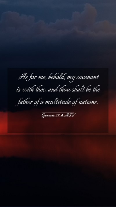 Picture 03 - Genesis 17:4 ASV Mobile Phone Wallpaper - As for me, behold, my covenant is with thee, and - Mobile Bible Verse Wallpaper
