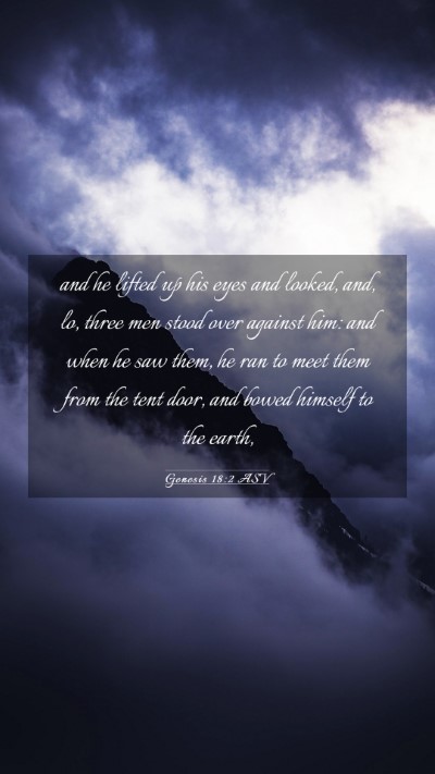 Picture 03 - Genesis 18:2 ASV Mobile Phone Wallpaper - and he lifted up his eyes and looked, and, lo, - Mobile Bible Verse Wallpaper