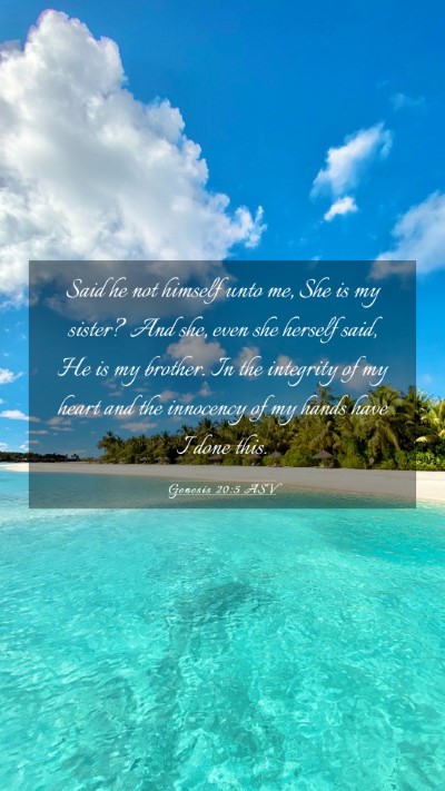 Picture 03 - Genesis 20:5 ASV Mobile Phone Wallpaper - Said he not himself unto me, She is my sister? - Mobile Bible Verse Wallpaper