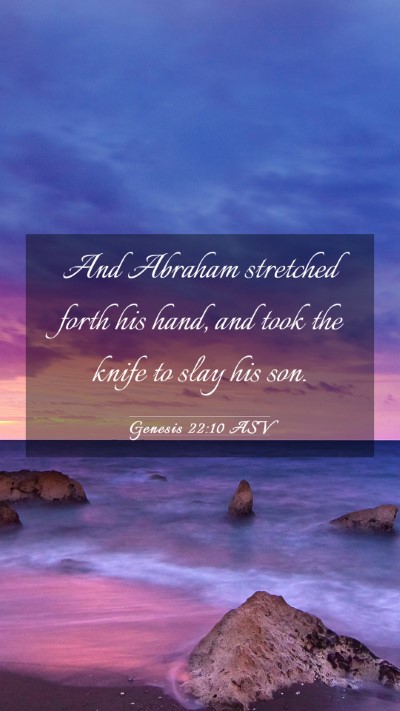 Picture 03 - Genesis 22:10 ASV Mobile Phone Wallpaper - And Abraham stretched forth his hand, and took - Mobile Bible Verse Wallpaper
