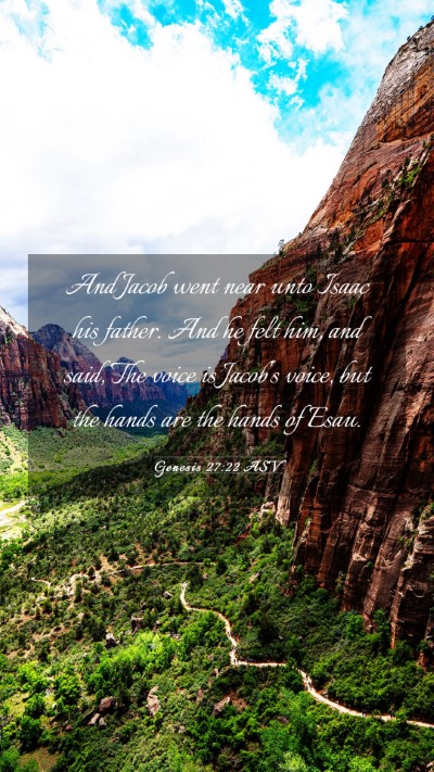 Picture 03 - Genesis 27:22 ASV Mobile Phone Wallpaper - And Jacob went near unto Isaac his father. And he - Mobile Bible Verse Wallpaper