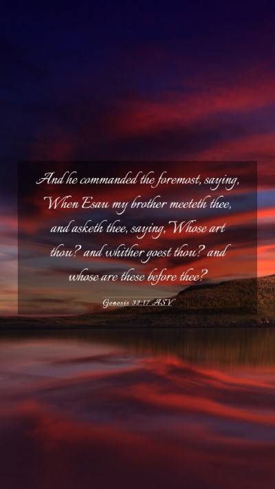 Picture 03 - Genesis 32:17 ASV Mobile Phone Wallpaper - And he commanded the foremost, saying, When Esau - Mobile Bible Verse Wallpaper