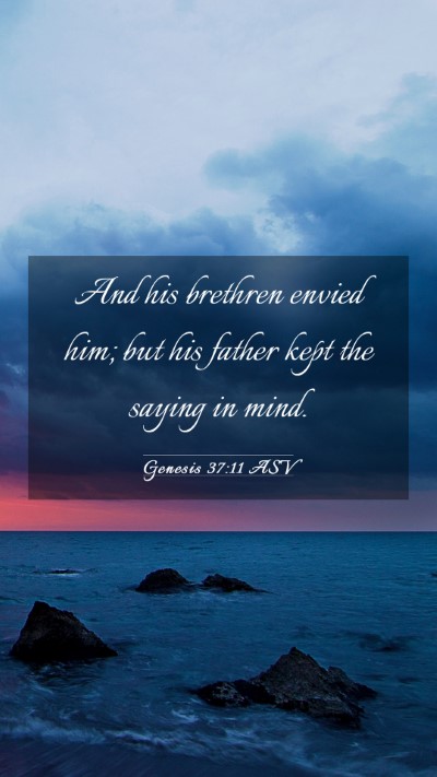 Picture 03 - Genesis 37:11 ASV Mobile Phone Wallpaper - And his brethren envied him; but his father kept - Mobile Bible Verse Wallpaper