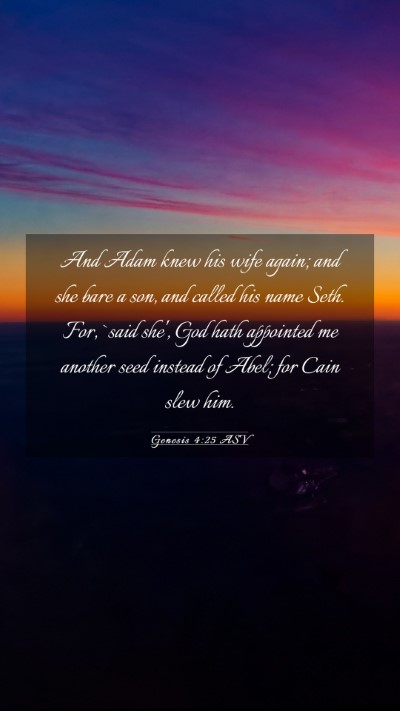 Picture 03 - Genesis 4:25 ASV Mobile Phone Wallpaper - And Adam knew his wife again; and she bare a son, - Mobile Bible Verse Wallpaper