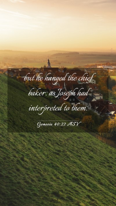 Picture 03 - Genesis 40:22 ASV Mobile Phone Wallpaper - but he hanged the chief baker: as Joseph had - Mobile Bible Verse Wallpaper