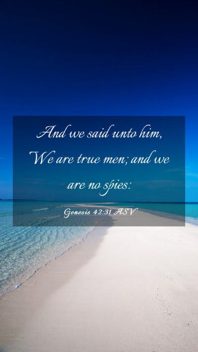 Picture 03 - Genesis 42:31 ASV Mobile Phone Wallpaper - And we said unto him, We are true men; and we are - Mobile Bible Verse Wallpaper