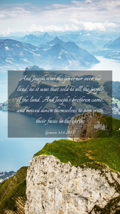 Picture 03 - Genesis 42:6 ASV Mobile Phone Wallpaper - And Joseph was the governor over the land; he it - Mobile Bible Verse Wallpaper