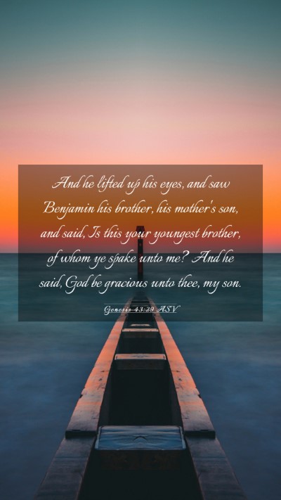 Picture 03 - Genesis 43:29 ASV Mobile Phone Wallpaper - And he lifted up his eyes, and saw Benjamin his - Mobile Bible Verse Wallpaper