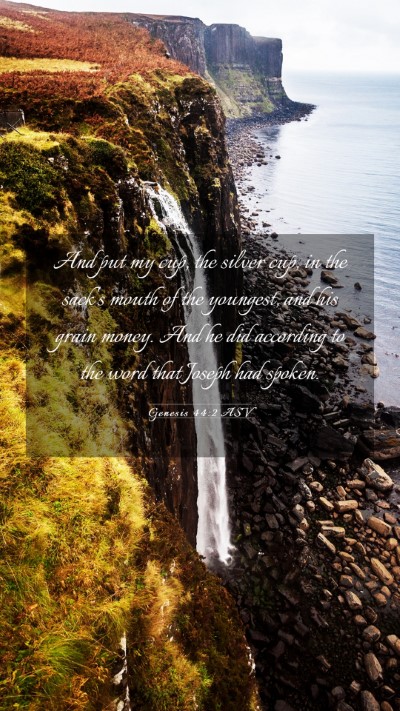 Picture 03 - Genesis 44:2 ASV Mobile Phone Wallpaper - And put my cup, the silver cup, in the sack's - Mobile Bible Verse Wallpaper