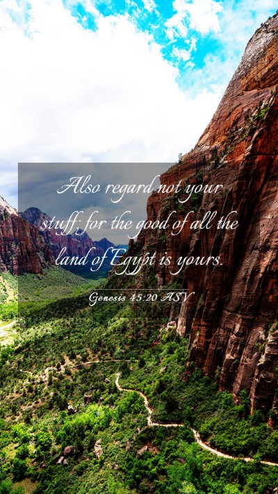 Picture 03 - Genesis 45:20 ASV Mobile Phone Wallpaper - Also regard not your stuff; for the good of all - Mobile Bible Verse Wallpaper