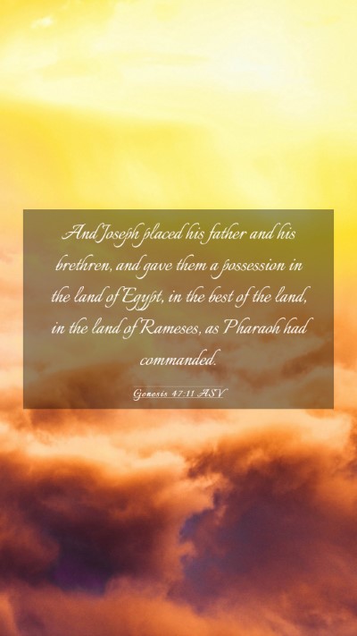 Picture 03 - Genesis 47:11 ASV Mobile Phone Wallpaper - And Joseph placed his father and his brethren, - Mobile Bible Verse Wallpaper