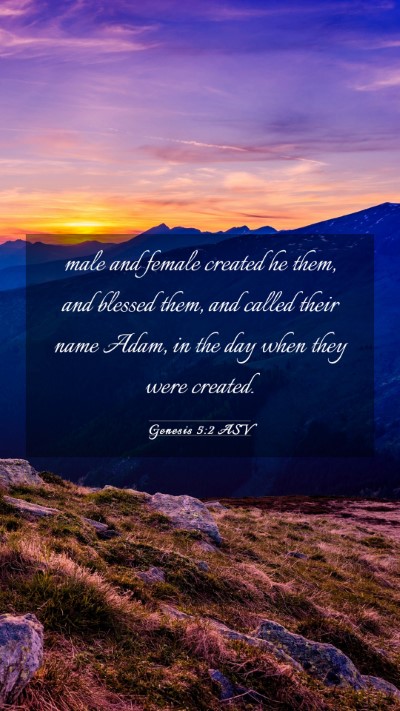 Picture 03 - Genesis 5:2 ASV Mobile Phone Wallpaper - male and female created he them, and blessed - Mobile Bible Verse Wallpaper