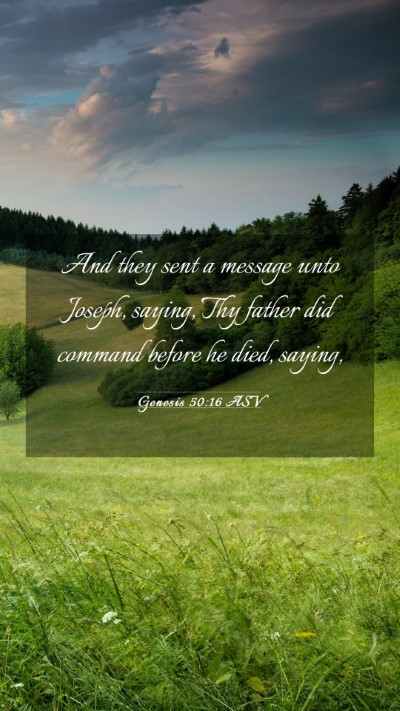 Picture 03 - Genesis 50:16 ASV Mobile Phone Wallpaper - And they sent a message unto Joseph, saying, Thy - Mobile Bible Verse Wallpaper