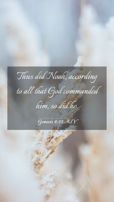 Picture 03 - Genesis 6:22 ASV Mobile Phone Wallpaper - Thus did Noah; according to all that God - Mobile Bible Verse Wallpaper