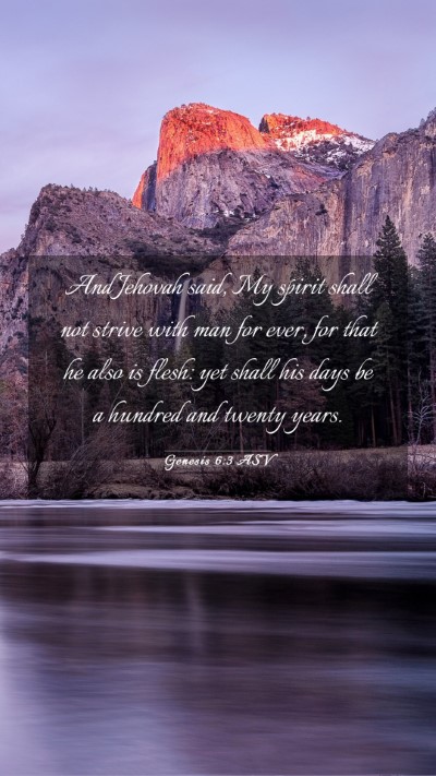 Picture 03 - Genesis 6:3 ASV Mobile Phone Wallpaper - And Jehovah said, My spirit shall not strive with - Mobile Bible Verse Wallpaper