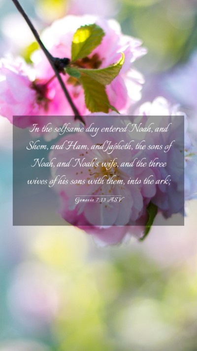 Picture 03 - Genesis 7:13 ASV Mobile Phone Wallpaper - In the selfsame day entered Noah, and Shem, and - Mobile Bible Verse Wallpaper