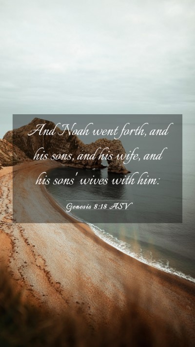Picture 03 - Genesis 8:18 ASV Mobile Phone Wallpaper - And Noah went forth, and his sons, and his wife, - Mobile Bible Verse Wallpaper