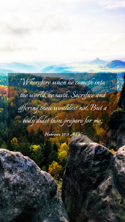 Picture 03 - Hebrews 10:5 ASV Mobile Phone Wallpaper - Wherefore when he cometh into the world, he - Mobile Bible Verse Wallpaper