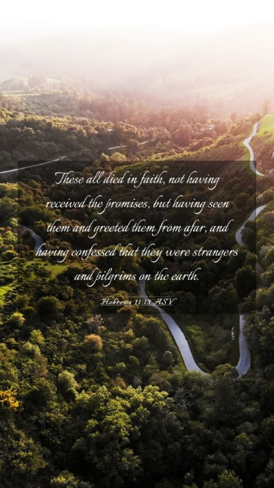 Picture 03 - Hebrews 11:13 ASV Mobile Phone Wallpaper - These all died in faith, not having received the - Mobile Bible Verse Wallpaper
