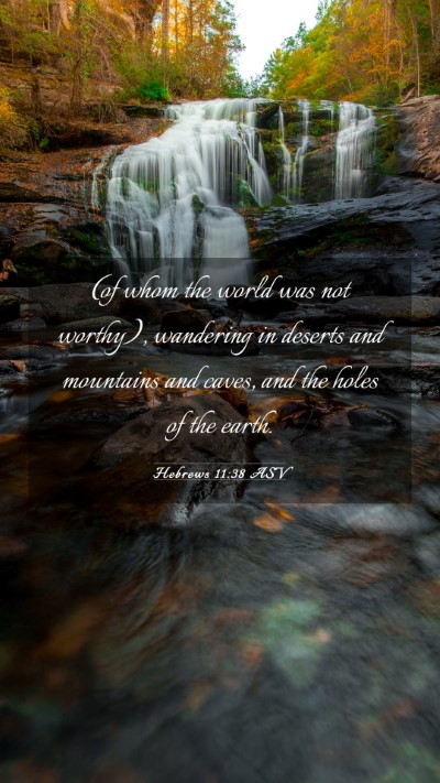 Picture 03 - Hebrews 11:38 ASV Mobile Phone Wallpaper - (of whom the world was not worthy), wandering in - Mobile Bible Verse Wallpaper