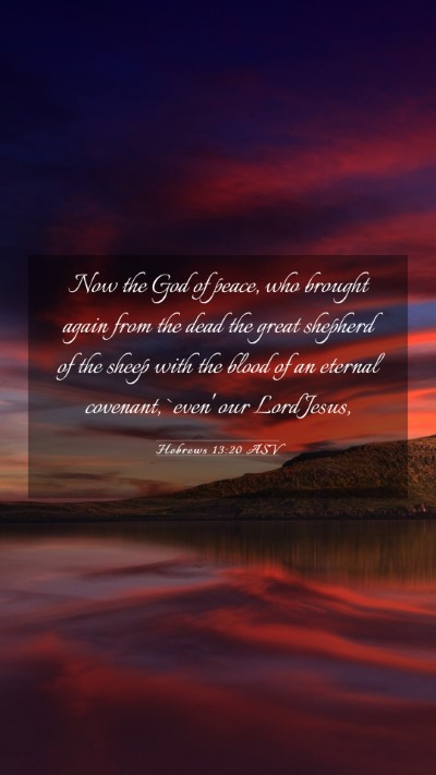 Picture 03 - Hebrews 13:20 ASV Mobile Phone Wallpaper - Now the God of peace, who brought again from the - Mobile Bible Verse Wallpaper