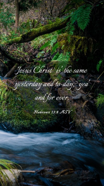 Picture 03 - Hebrews 13:8 ASV Mobile Phone Wallpaper - Jesus Christ `is' the same yesterday and to-day, - Mobile Bible Verse Wallpaper