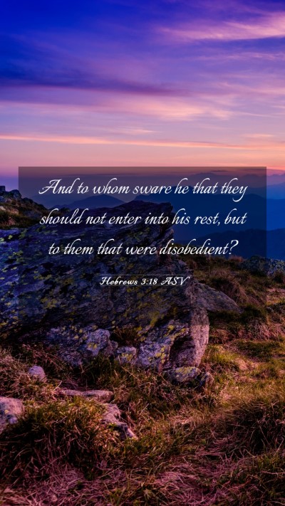 Picture 03 - Hebrews 3:18 ASV Mobile Phone Wallpaper - And to whom sware he that they should not enter - Mobile Bible Verse Wallpaper
