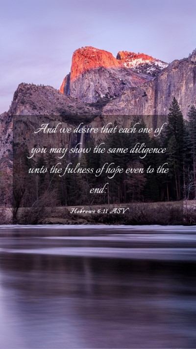 Picture 03 - Hebrews 6:11 ASV Mobile Phone Wallpaper - And we desire that each one of you may show the - Mobile Bible Verse Wallpaper