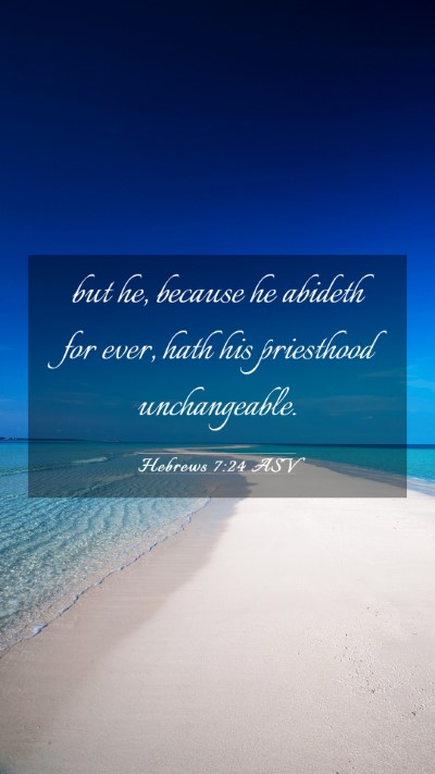 Picture 03 - Hebrews 7:24 ASV Mobile Phone Wallpaper - but he, because he abideth for ever, hath his - Mobile Bible Verse Wallpaper