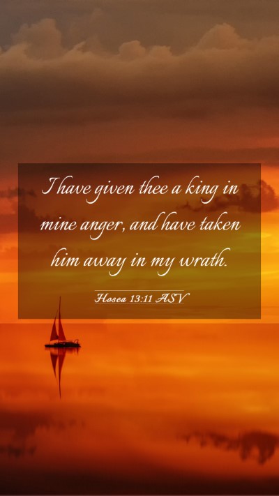 Picture 03 - Hosea 13:11 ASV Mobile Phone Wallpaper - I have given thee a king in mine anger, and have - Mobile Bible Verse Wallpaper