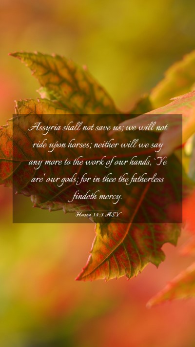 Picture 03 - Hosea 14:3 ASV Mobile Phone Wallpaper - Assyria shall not save us; we will not ride upon - Mobile Bible Verse Wallpaper