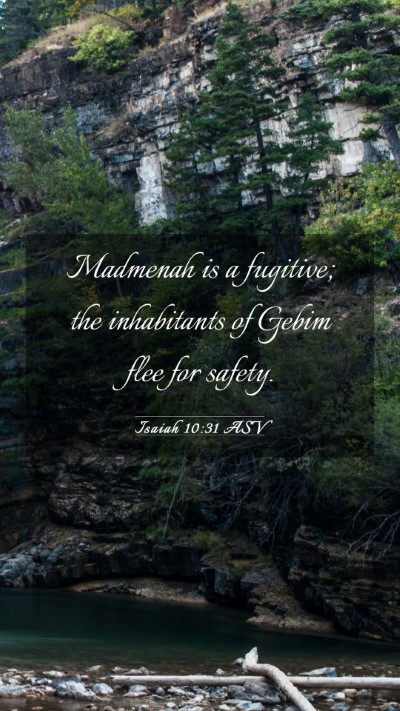 Picture 03 - Isaiah 10:31 ASV Mobile Phone Wallpaper - Madmenah is a fugitive; the inhabitants of Gebim - Mobile Bible Verse Wallpaper