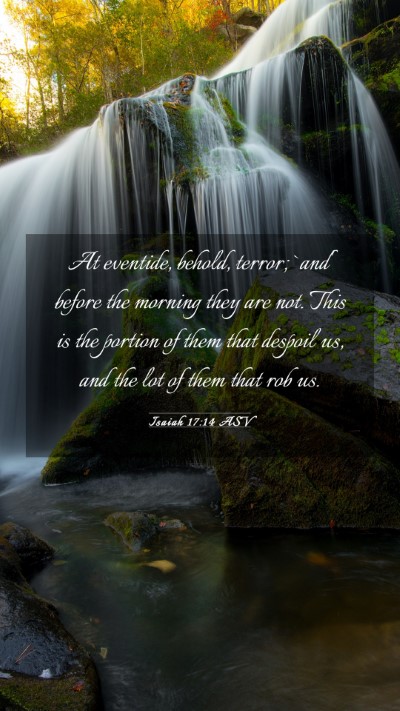 Picture 03 - Isaiah 17:14 ASV Mobile Phone Wallpaper - At eventide, behold, terror; `and' before the - Mobile Bible Verse Wallpaper
