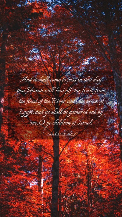 Picture 03 - Isaiah 27:12 ASV Mobile Phone Wallpaper - And it shall come to pass in that day, that - Mobile Bible Verse Wallpaper