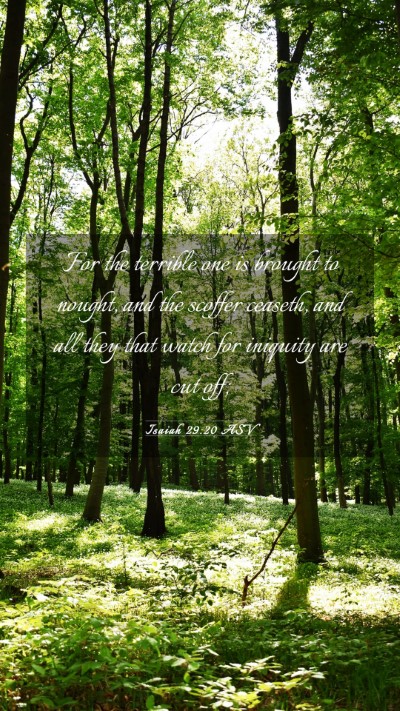 Picture 03 - Isaiah 29:20 ASV Mobile Phone Wallpaper - For the terrible one is brought to nought, and - Mobile Bible Verse Wallpaper