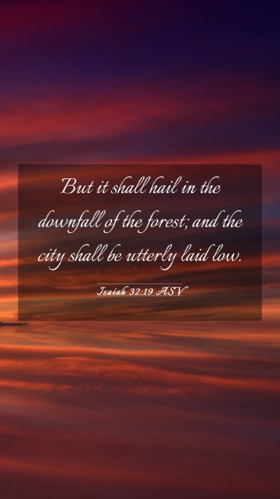 Picture 03 - Isaiah 32:19 ASV Mobile Phone Wallpaper - But it shall hail in the downfall of the forest; - Mobile Bible Verse Wallpaper