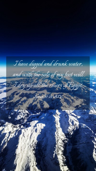Picture 03 - Isaiah 37:25 ASV Mobile Phone Wallpaper - I have digged and drunk water, and with the sole - Mobile Bible Verse Wallpaper